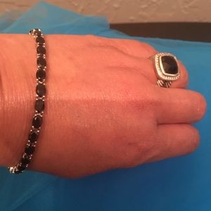 Black Spinel Sterling Tennis Bracelet